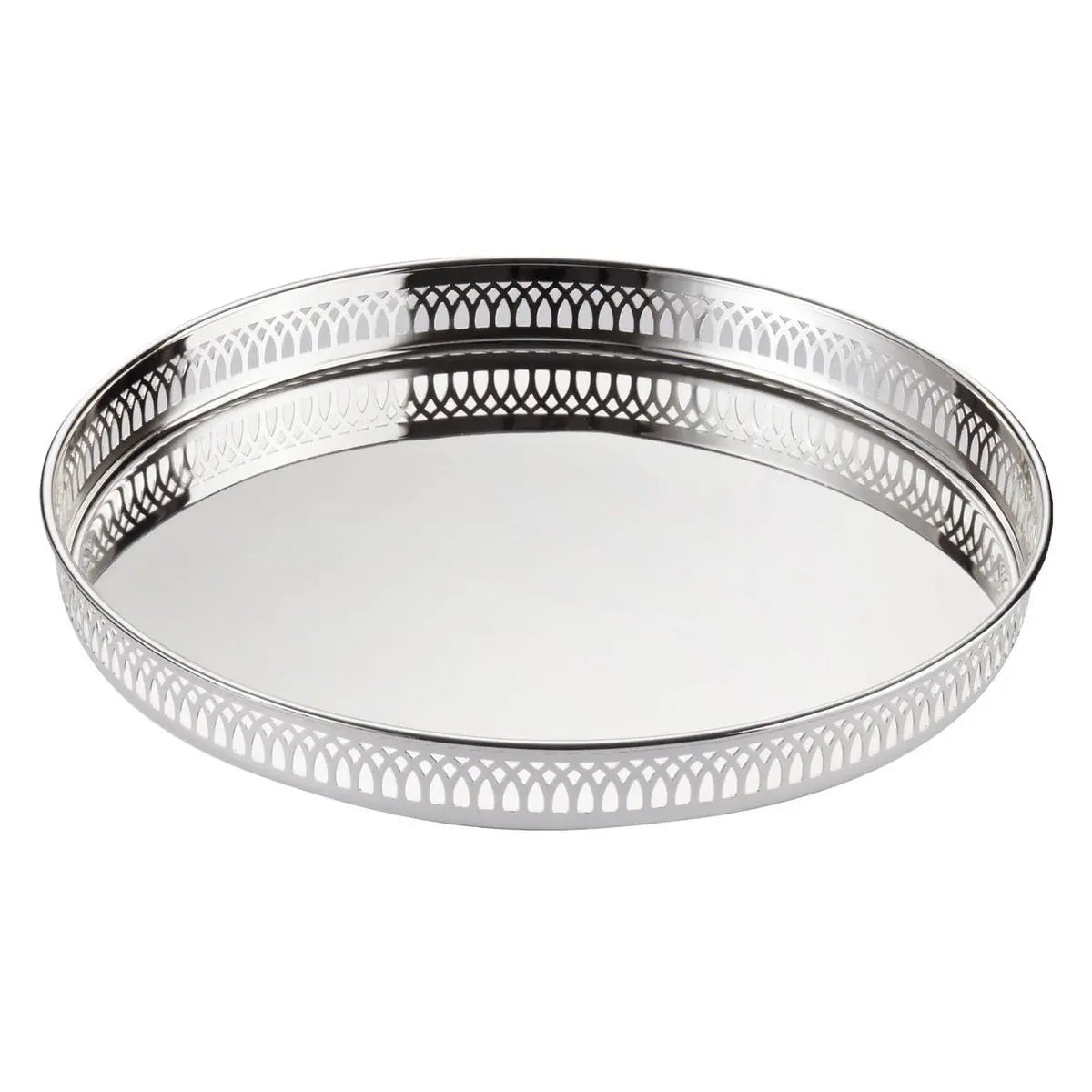 EDZARD plateau galerie plateau plateau de service Delphi, rond, noble argenté, diamètre 30 cm EDZARD-SHOP.com