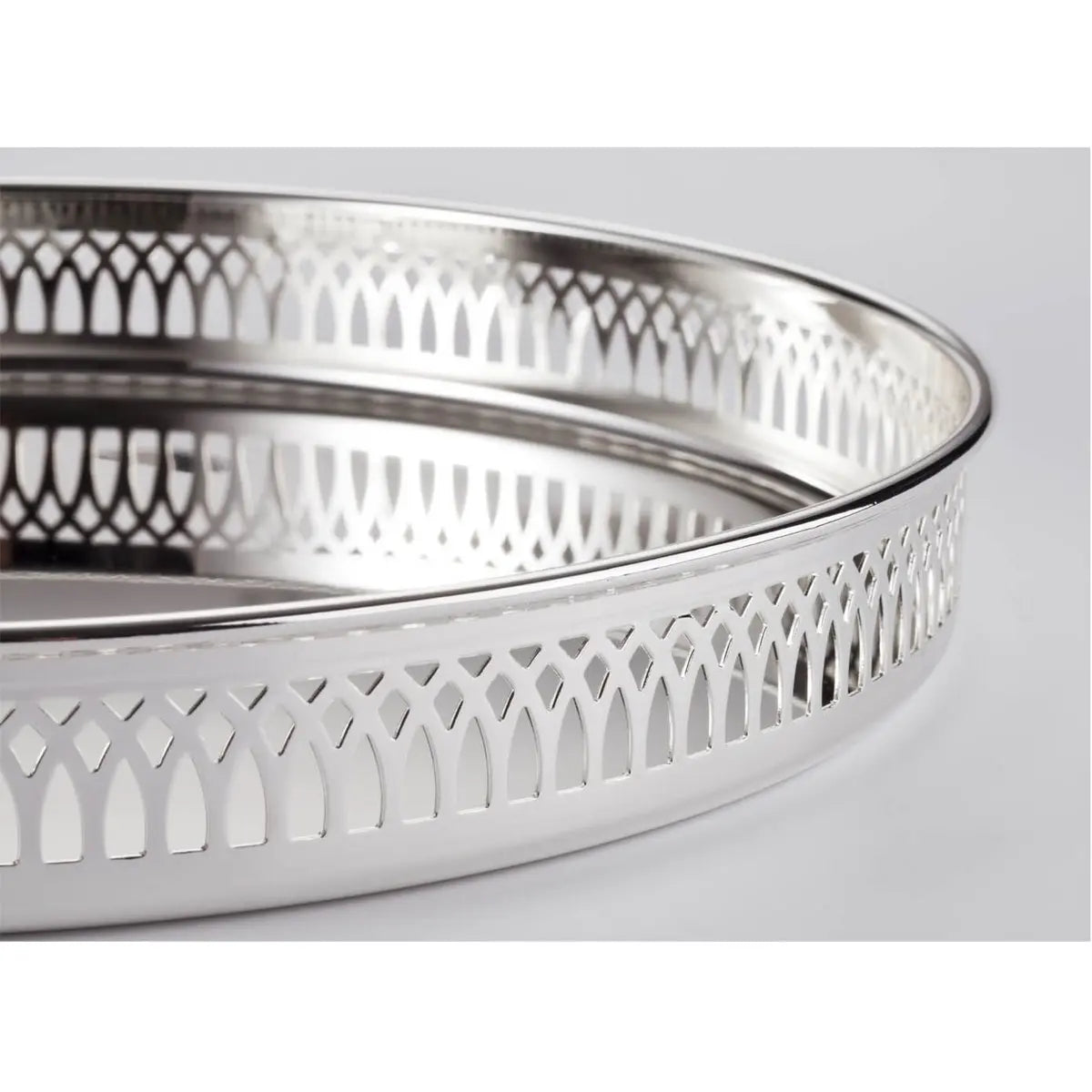 EDZARD plateau galerie plateau plateau de service Delphi, rond, noble argenté, diamètre 30 cm EDZARD-SHOP.com
