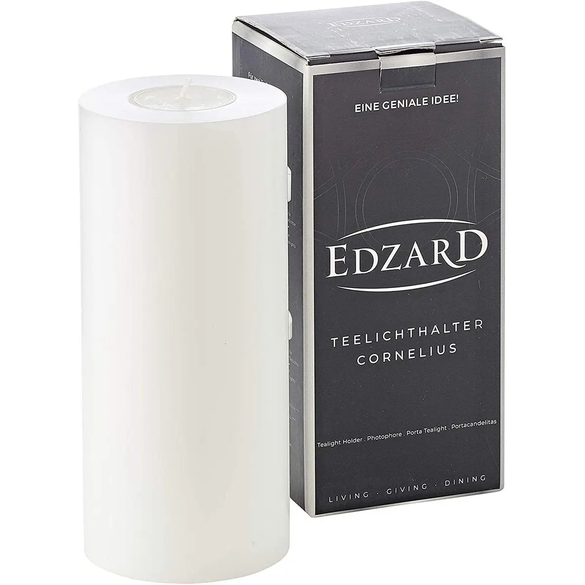 EDZARD porte-bougie chauffe-plat bougie permanente Cornelius ø 8 cm, hauteur 18 cm, résistant à la chaleur jusqu'à 90 EDZARD-SHOP.com