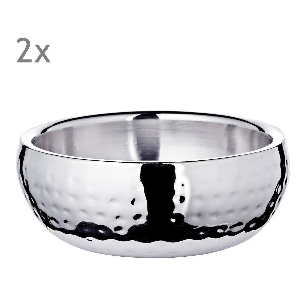 EDZARD set de 2 bols Pluto, acier inoxydable poli brillant, extérieur martelé, diamètre 12 cm EDZARD-SHOP.com