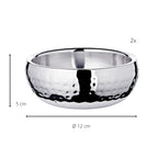 EDZARD set de 2 bols Pluto, acier inoxydable poli brillant, extérieur martelé, diamètre 12 cm EDZARD-SHOP.com