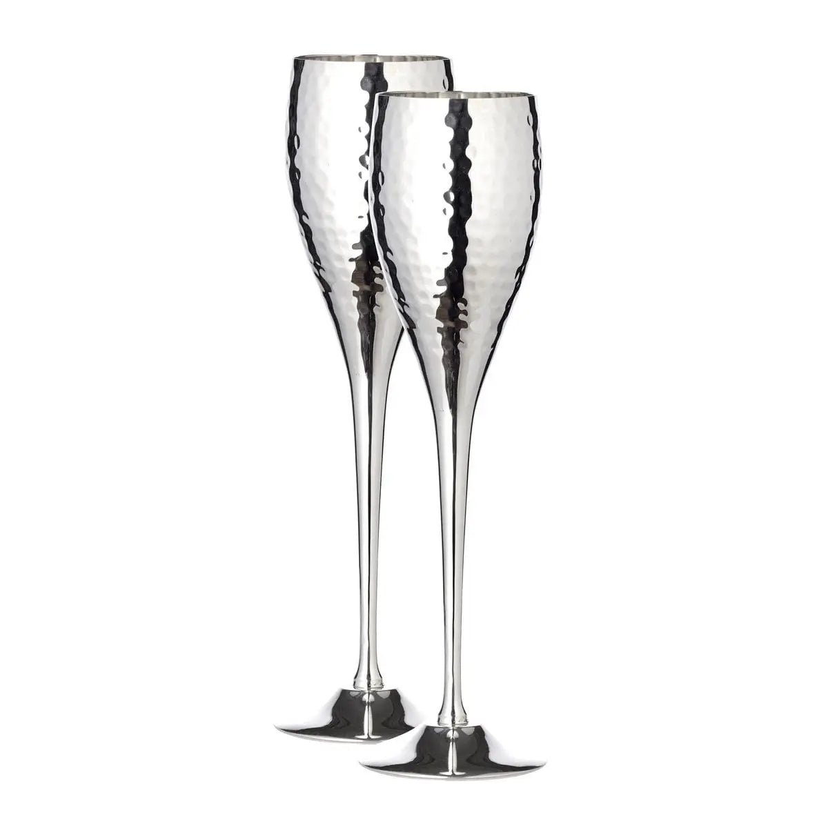 EDZARD set de 2 flûtes à champagne Dodo, martelées, argentées, hauteur 23 cm, contenance 200 ml EDZARD-SHOP.com