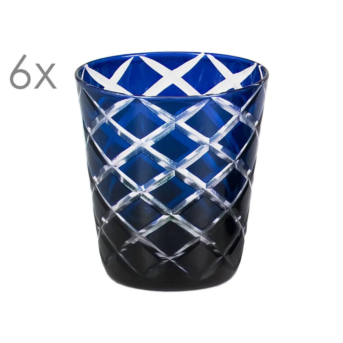 EDZARD set de 6 verres en cristal Dio, bleu, verre taillé à la main, hauteur 10 cm, capacité 0,23 litre EDZARD-SHOP.com