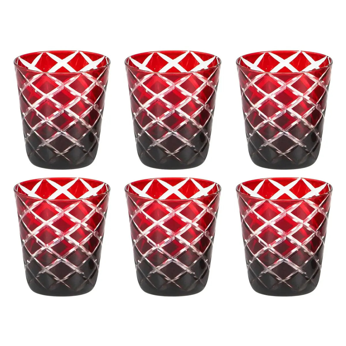EDZARD set de 6 verres en cristal Dio, rouge, verre taillé à la main, hauteur 10 cm, capacité 0,23 litres EDZARD-SHOP.com