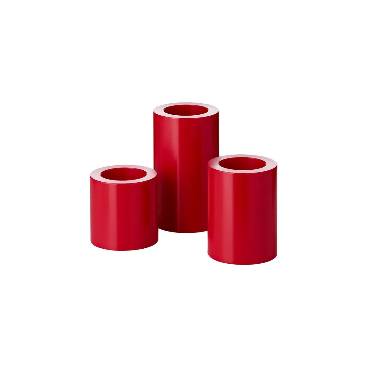 Edzard 3 Set Permanent Candle Cornelius (hauteur 6/8/11 cm, Ø 6 cm), rouge, support d'éclairage à la chaleur 90 ° EDZARD-SHOP.com