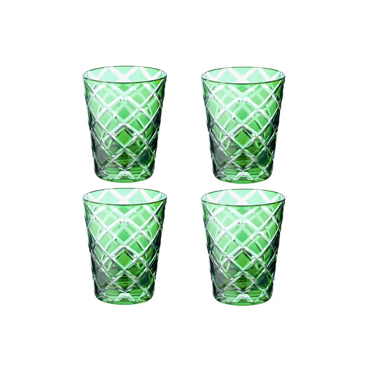 Ensemble de 4 verres en cristal Dio, vert, verre taillé à la main, hauteur 10 cm EDZARD-SHOP.com
