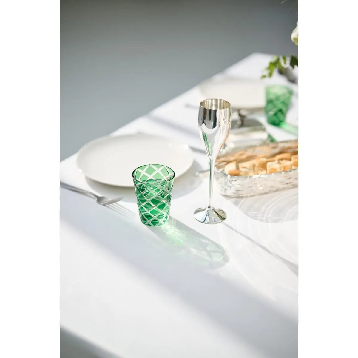 Ensemble de 4 verres en cristal Dio, vert, verre taillé à la main, hauteur 10 cm EDZARD-SHOP.com