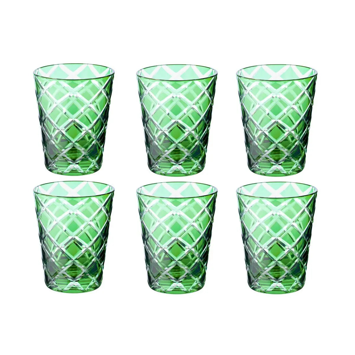 Ensemble de 6 verres en cristal Dio, vert, verre taillé à la main, hauteur 10 cm EDZARD-SHOP.com