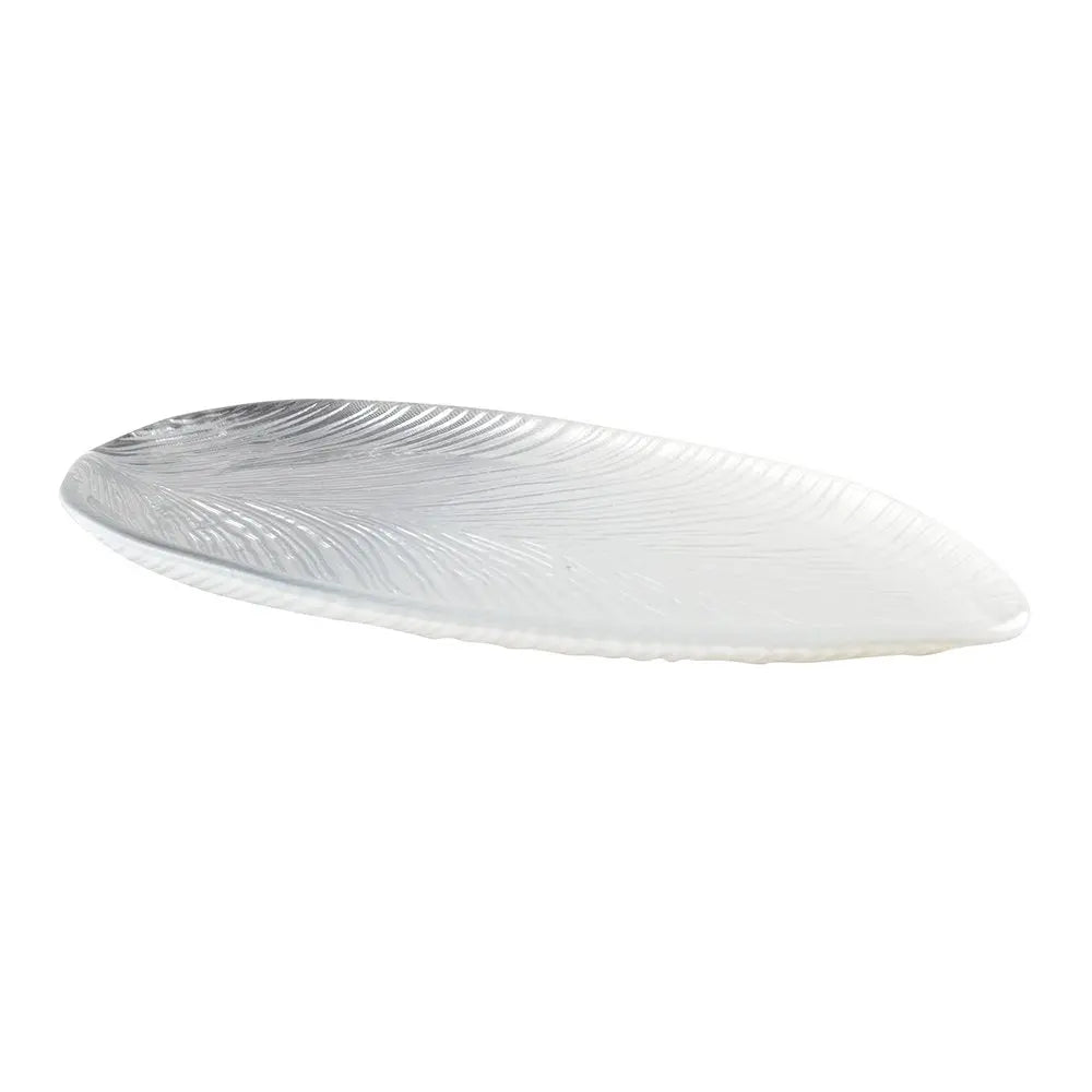 Feuille dégradée argent petit modèle 30x14x2cm AULICA
