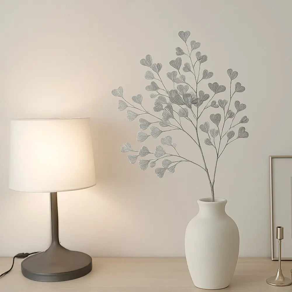 Fleur décorative en forme de coeur argent h90cm AULICA