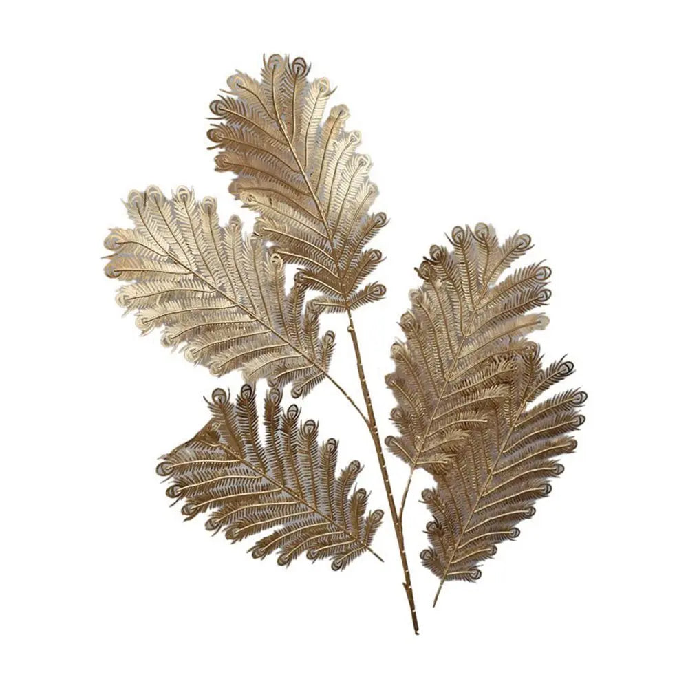 Fleur décorative feuilles dorées h90cm AULICA