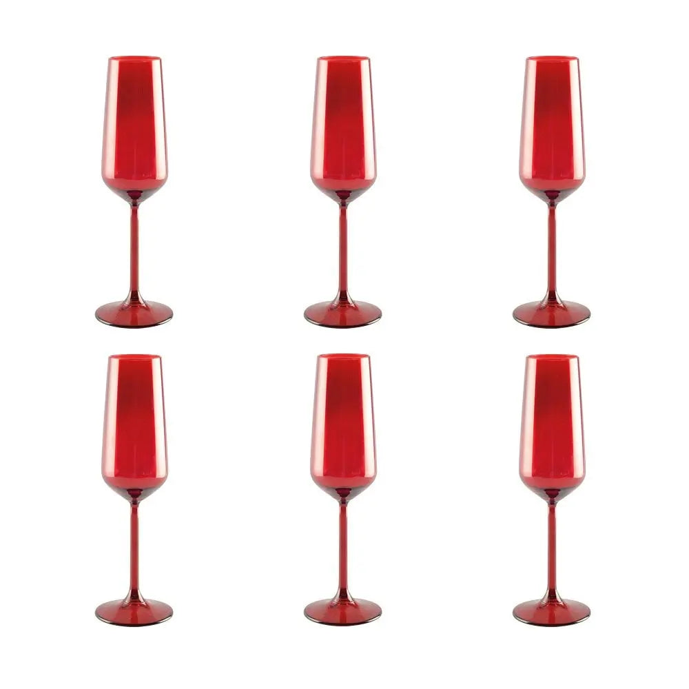 Flûtes à champagne rouge - lot de 6 AULICA