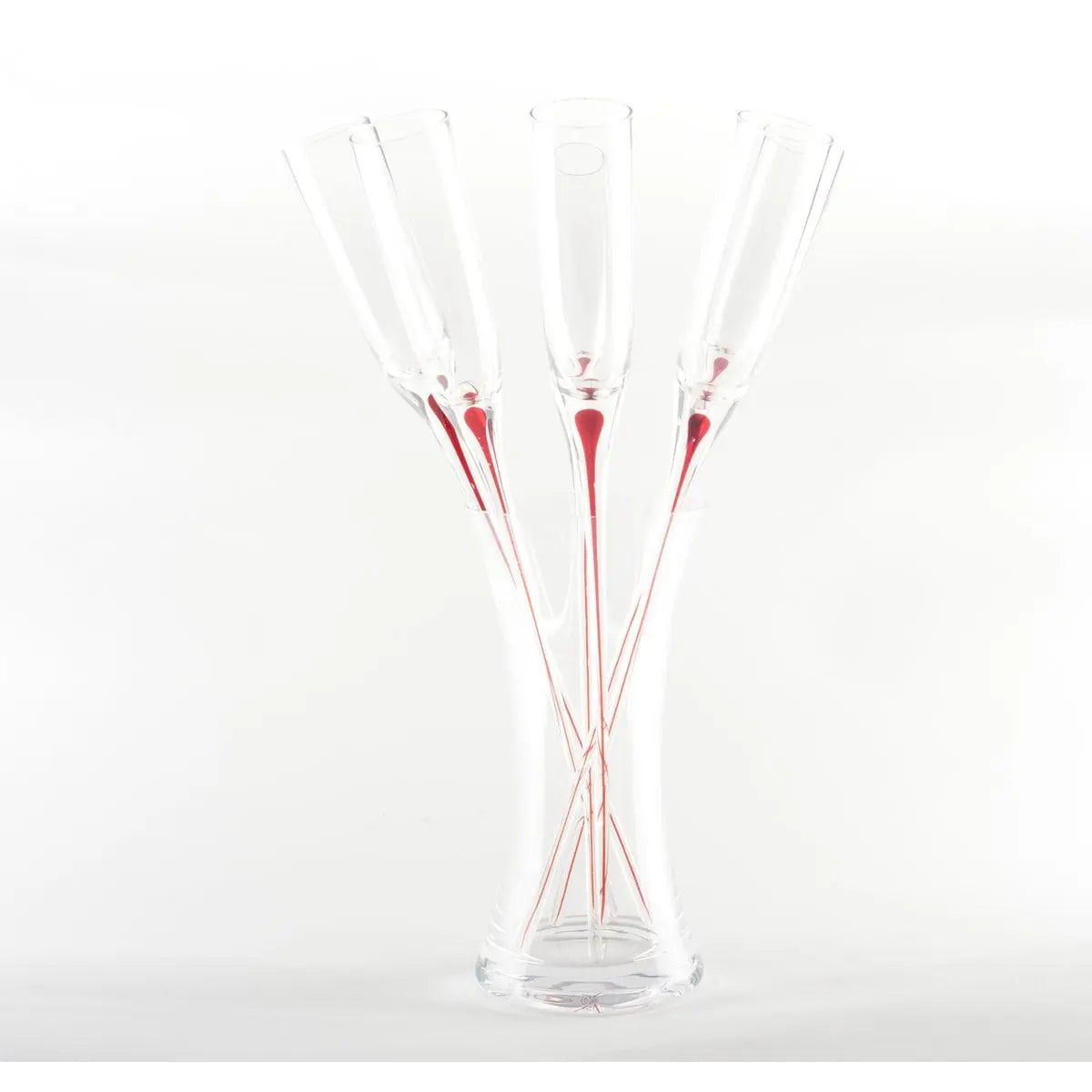 Flûtes pied rouge avec support - lot de 6 AULICA