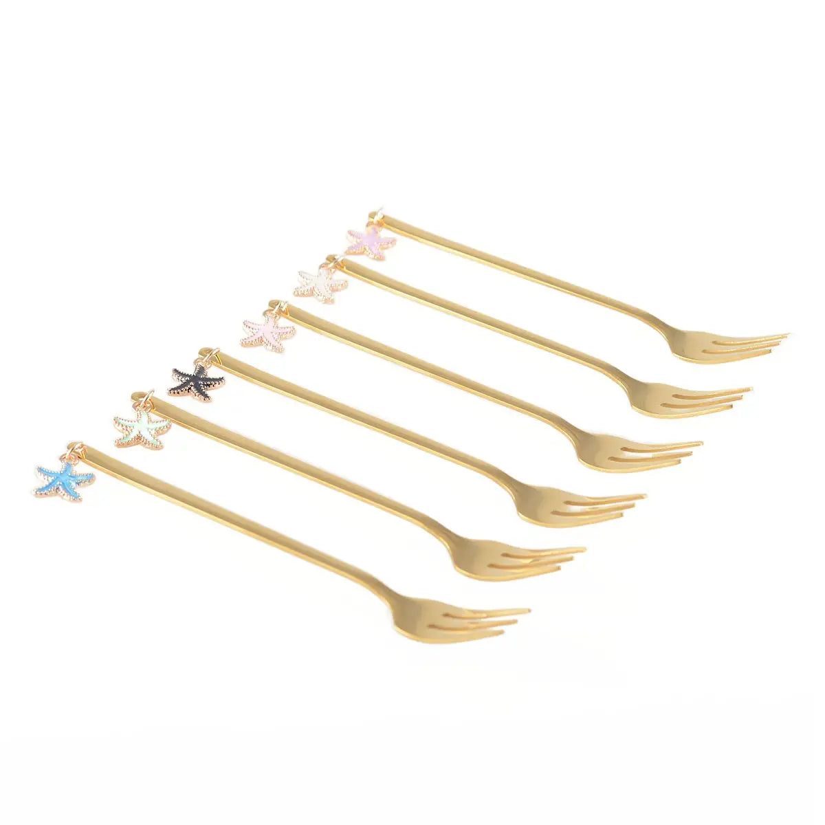 Fourchettes à dessert dorées étoile - lot de 6 AULICA