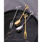 Fourchettes à dessert feuilles assorties argent - lot de 6 AULICA