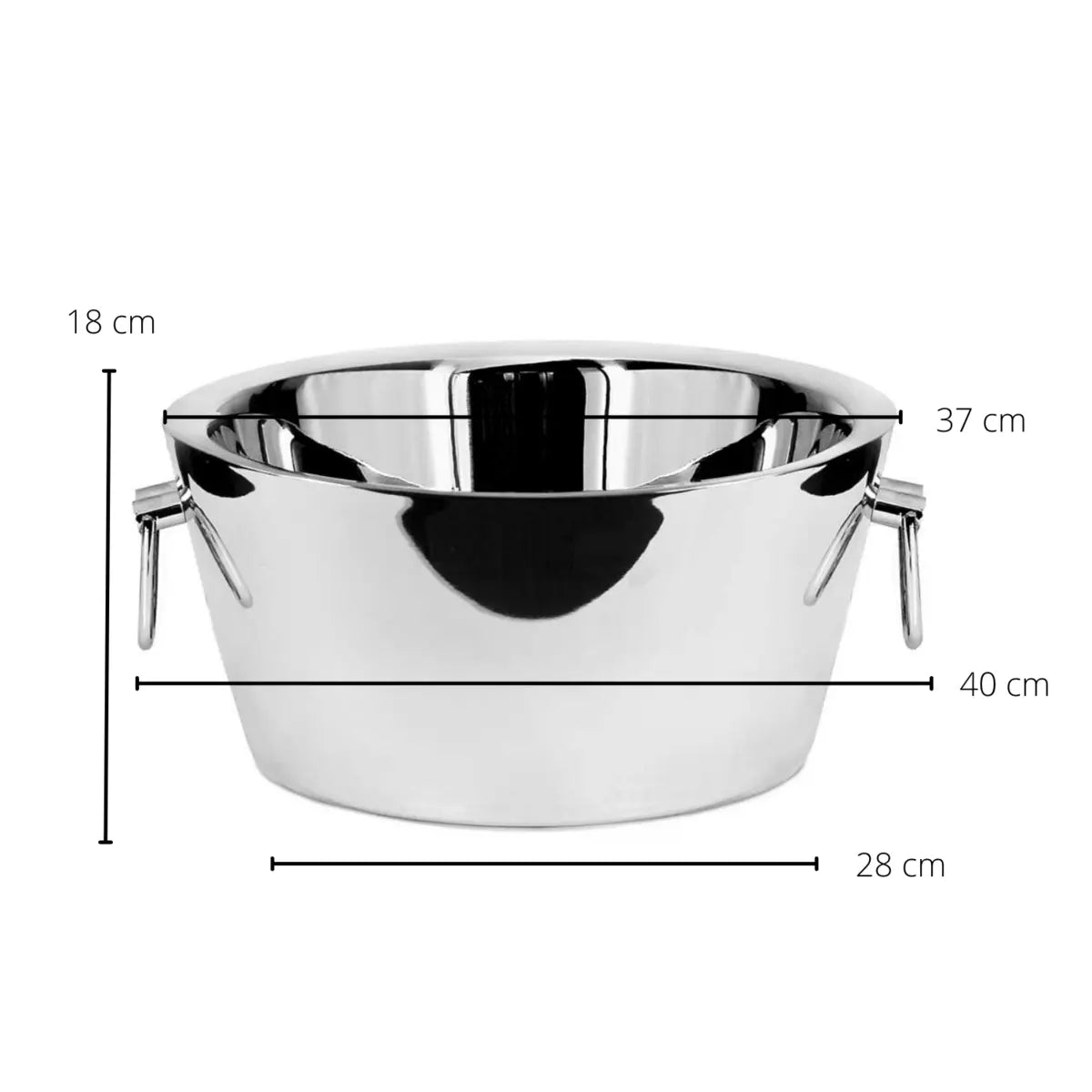 Glacière EDZARD Ontario avec poignées, acier inoxydable poli brillant, double paroi, ø 38 cm, H 18 cm EDZARD-SHOP.com