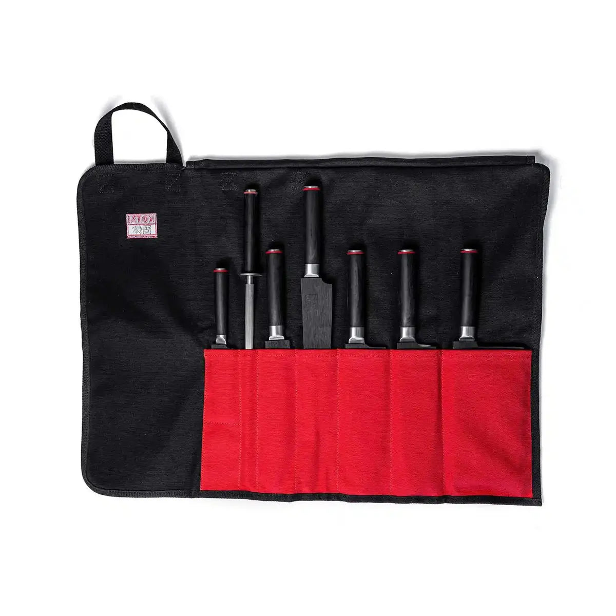 Kitchen Accessories - KOTAI knife roll-up bag - 100% cotton (7 slots for 6 knives and a honing steel) KOTAI kitchen