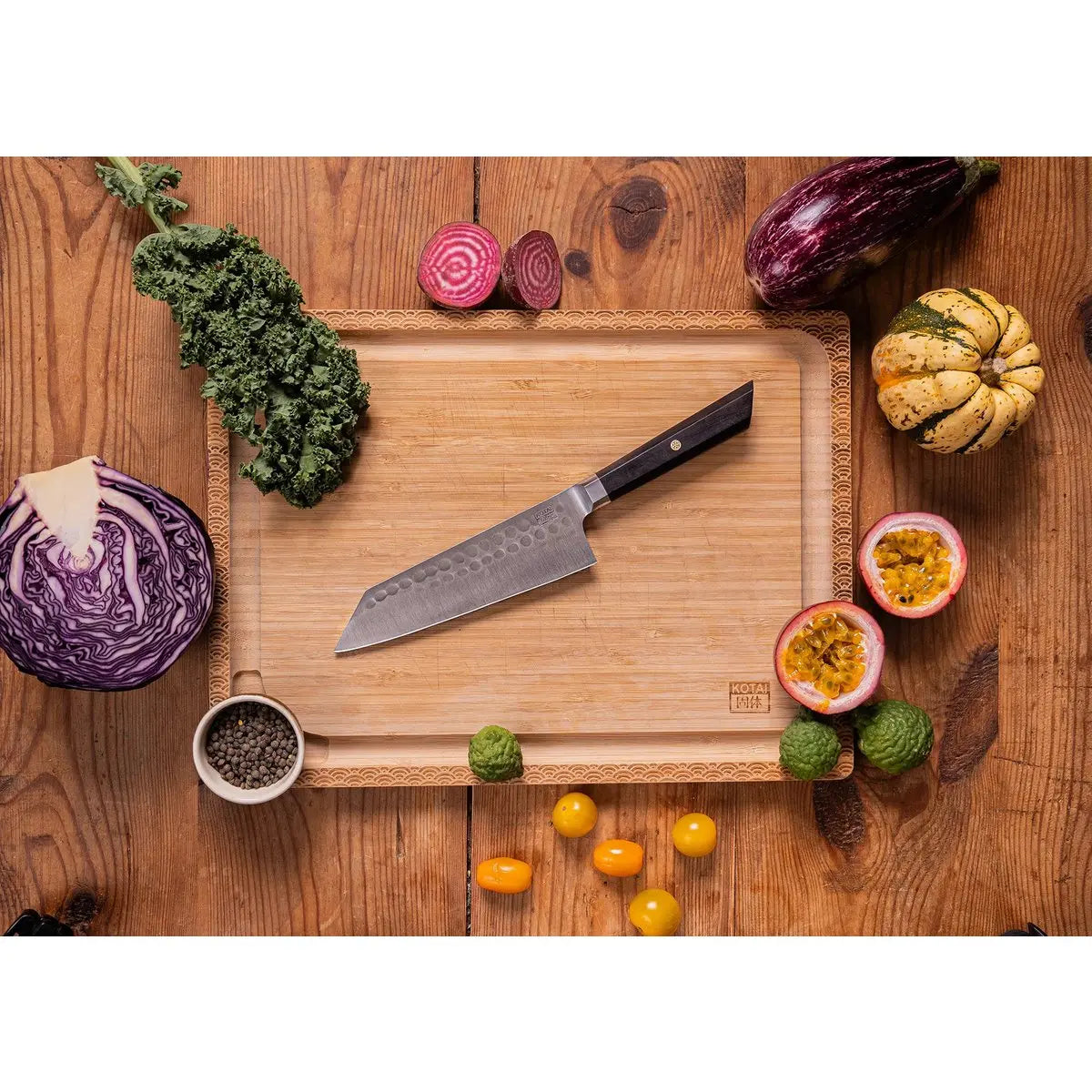 Knife - Bunka Santoku with bamboo Saya and bamboo box - 170 mm blade KOTAI kitchen