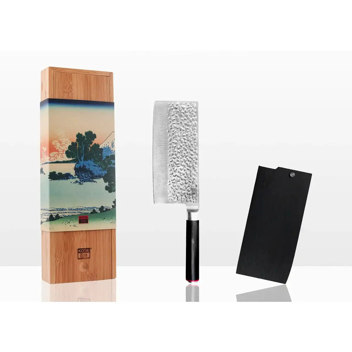 Knife - Cleaver with bamboo Saya and bamboo box - 190 mm blade KOTAI kitchen