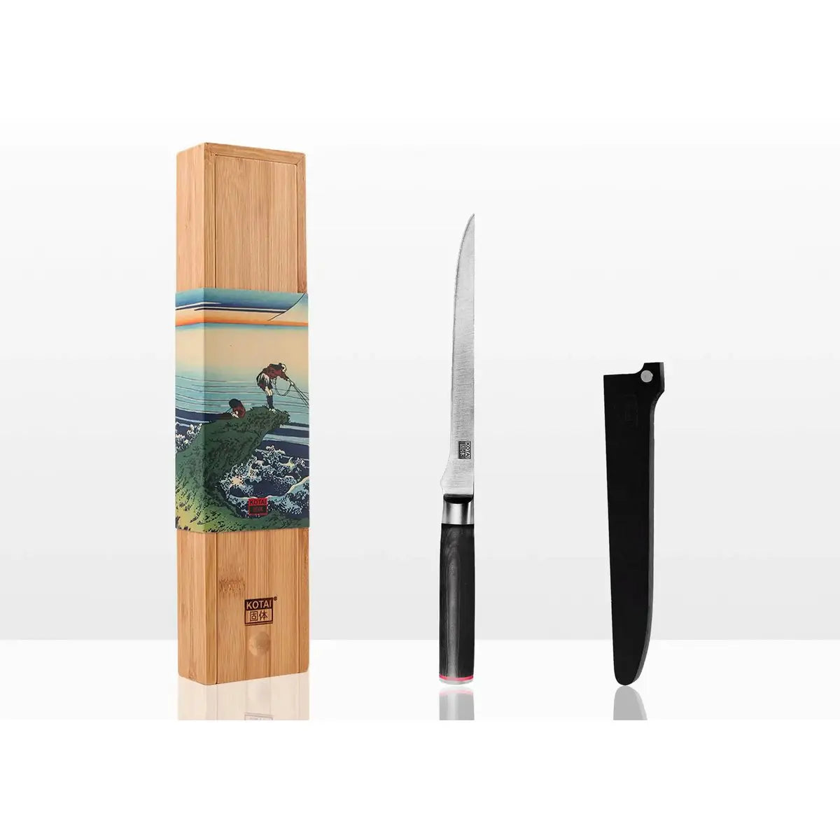 Knife - Flexible fillet knife with bamboo Saya and bamboo box - 200 mm blade KOTAI kitchen