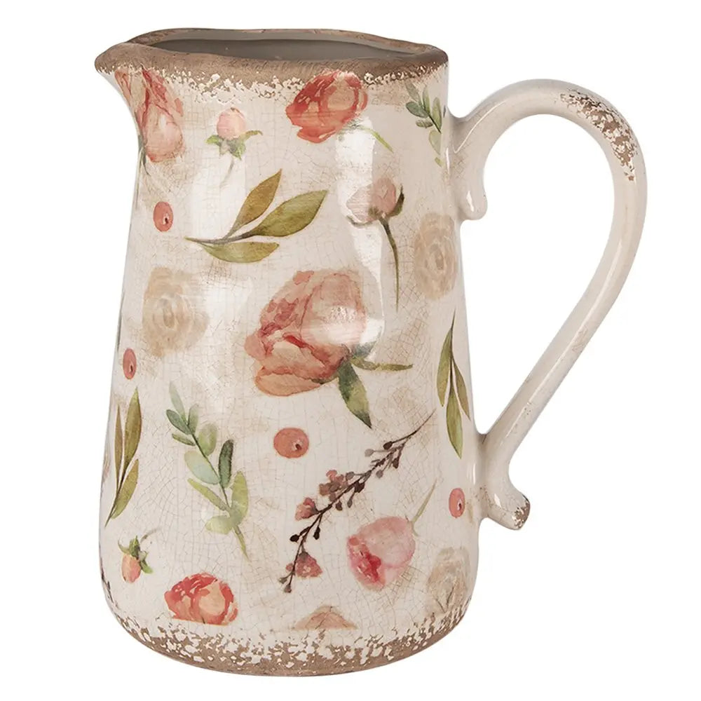 La décoration peut être 21x15x23 cm Puche florale en céramique rose beige Clayre & Eef.