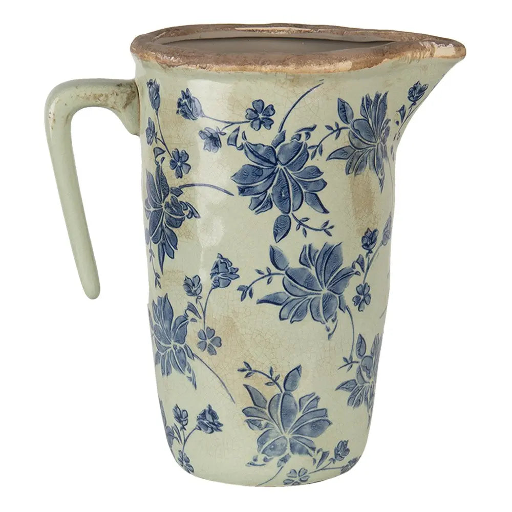 La décoration peut être 22x14x22 cm d'eau de fleur en céramique bleue kan Clayre & Eef.