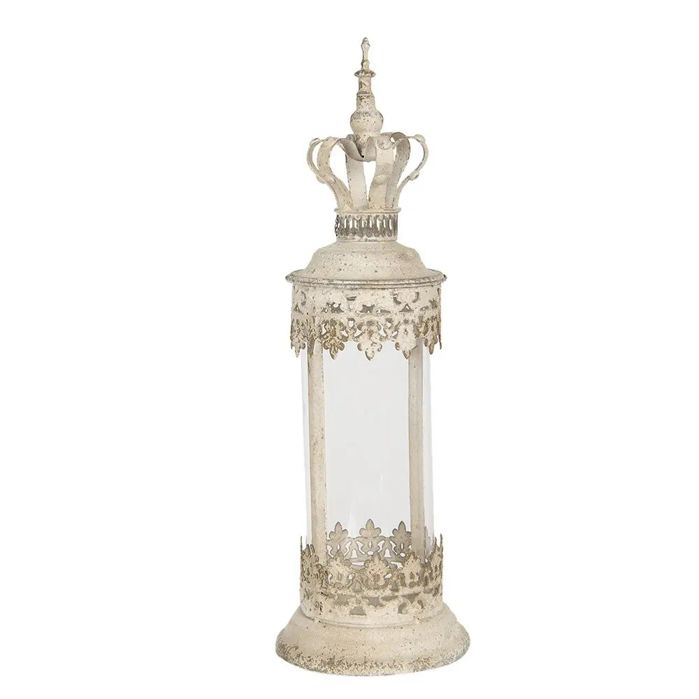 Lantern Ø 17x55 cm Bougeoir en fer beige Clayre & Eef.