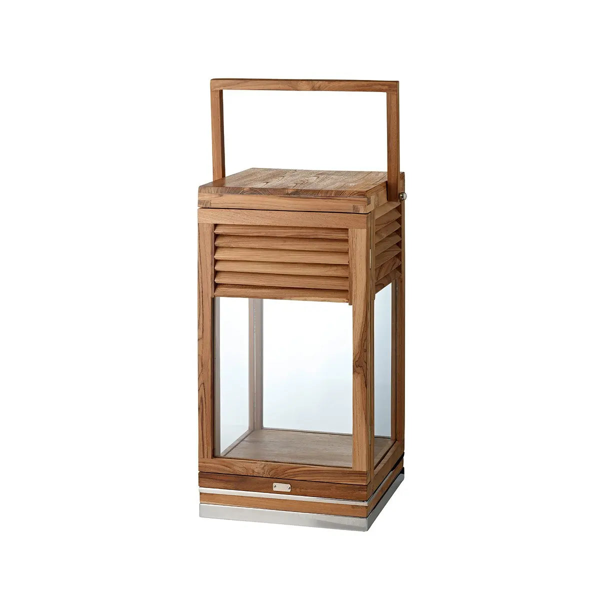 Lantern Vegas (hauteur 60 cm), teck noble, acier inoxydable, nickel brillant - plaqué EDZARD-SHOP.com