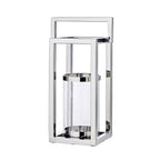 Lanterne EDZARD Manhattan avec poignée, acier inoxydable nickelé brillant, verre intérieur rond, hauteur 58 cm EDZARD-SHOP.com