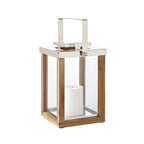 Lanterne EDZARD Miami avec manche rabattable, bois et inox nickelé brillant, hauteur 45,5 cm EDZARD-SHOP.com