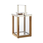 Lanterne EDZARD Miami avec manche rabattable, bois et inox nickelé brillant, hauteur 45,5 cm EDZARD-SHOP.com