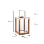 Lanterne EDZARD Miami avec manche rabattable, bois et inox nickelé brillant, hauteur 45,5 cm EDZARD-SHOP.com