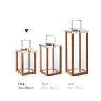 Lanterne EDZARD Miami avec manche rabattable, bois et inox nickelé brillant, hauteur 45,5 cm EDZARD-SHOP.com