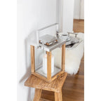 Lanterne EDZARD Miami avec manche rabattable, bois et inox nickelé brillant, hauteur 45,5 cm EDZARD-SHOP.com