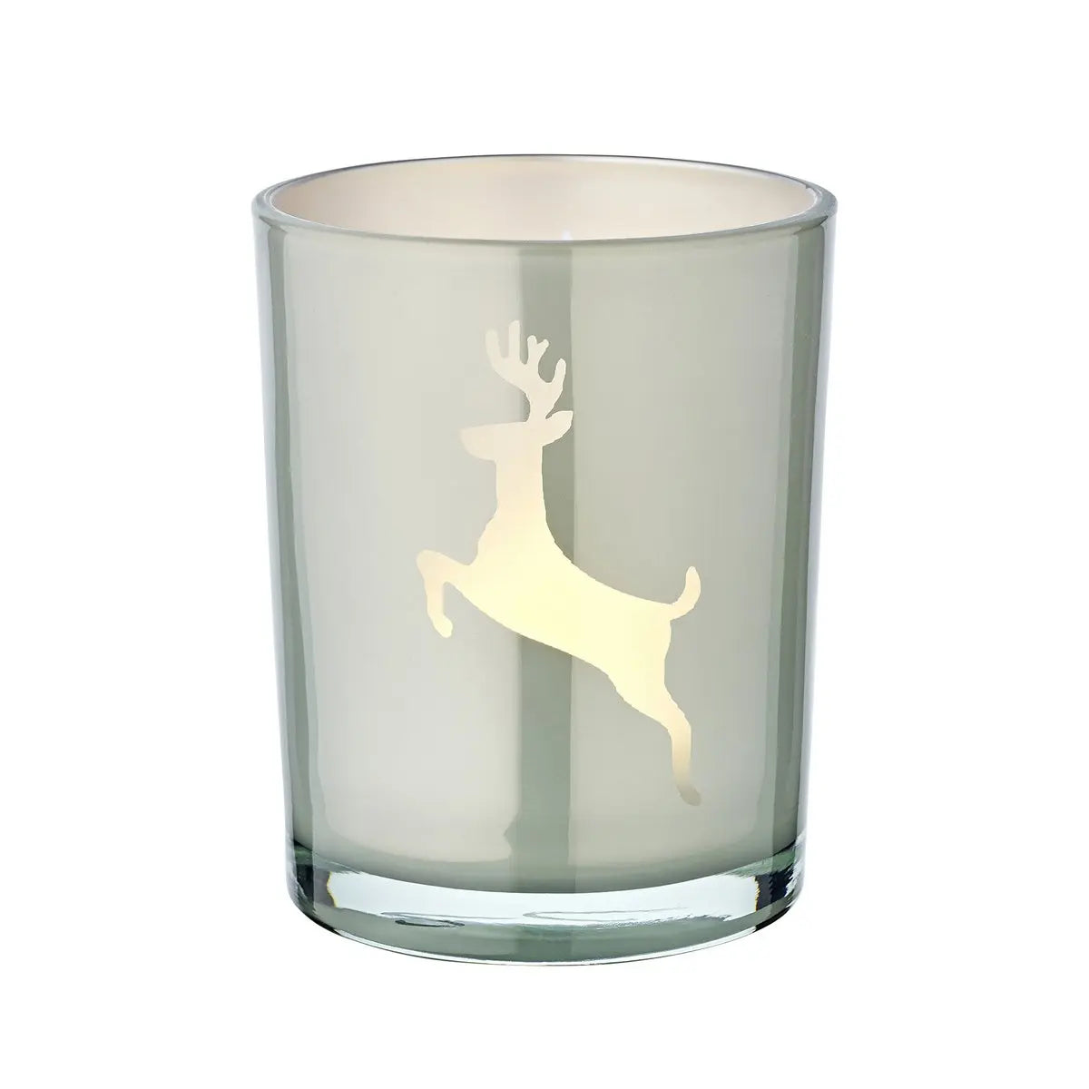 Lanterne Loki gauche (hauteur 18 cm, ø 12 cm) en gris, lanière avec motif cerf EDZARD-SHOP.com