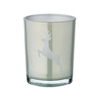 Lanterne Loki gauche (hauteur 18 cm, ø 12 cm) en gris, lanière avec motif cerf EDZARD-SHOP.com