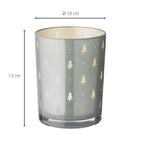 Lanterne Tani (hauteur 13 cm, ø 10 cm), motif sapin, gris EDZARD-SHOP.com