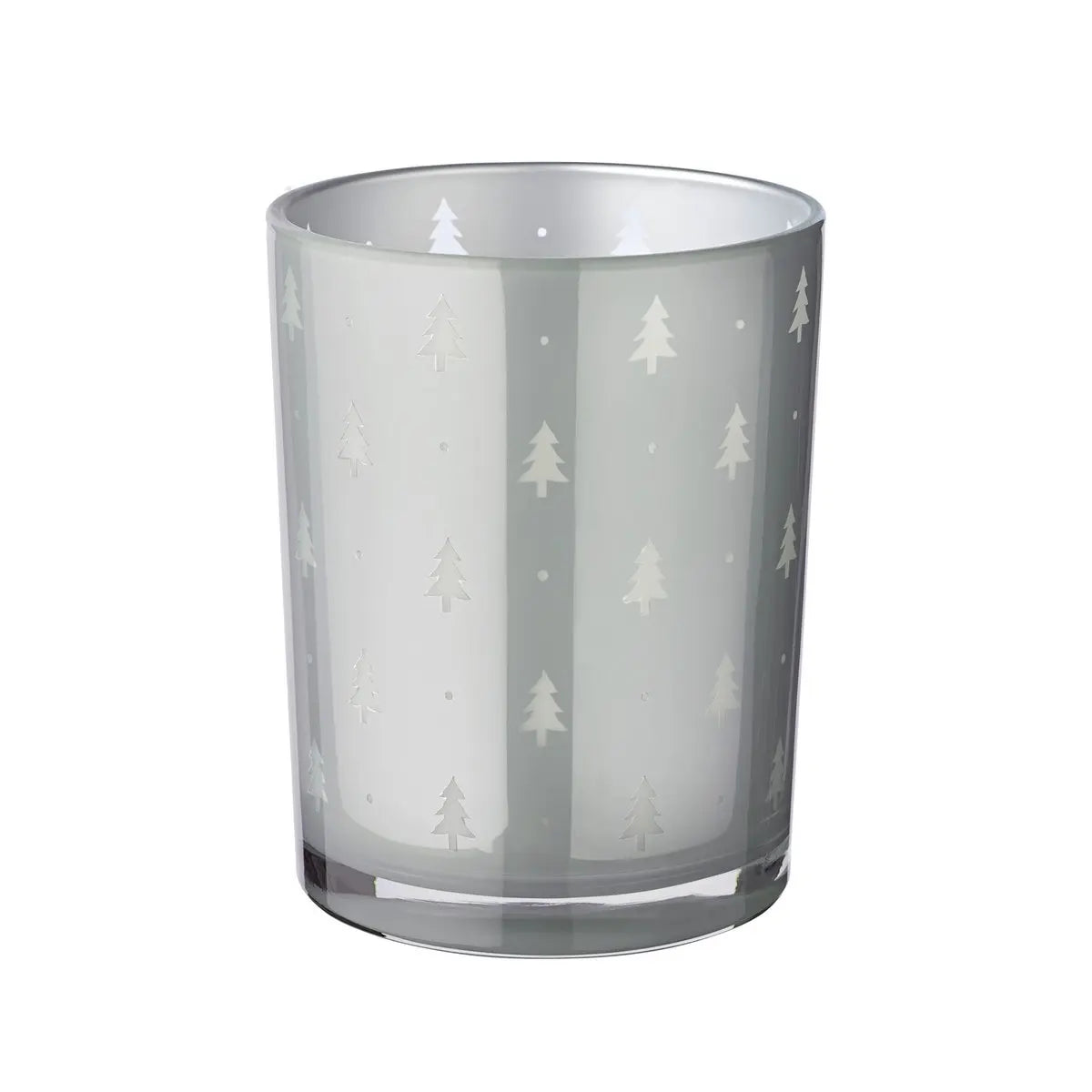 Lanterne Tani (hauteur 13 cm, ø 10 cm), motif sapin, gris EDZARD-SHOP.com