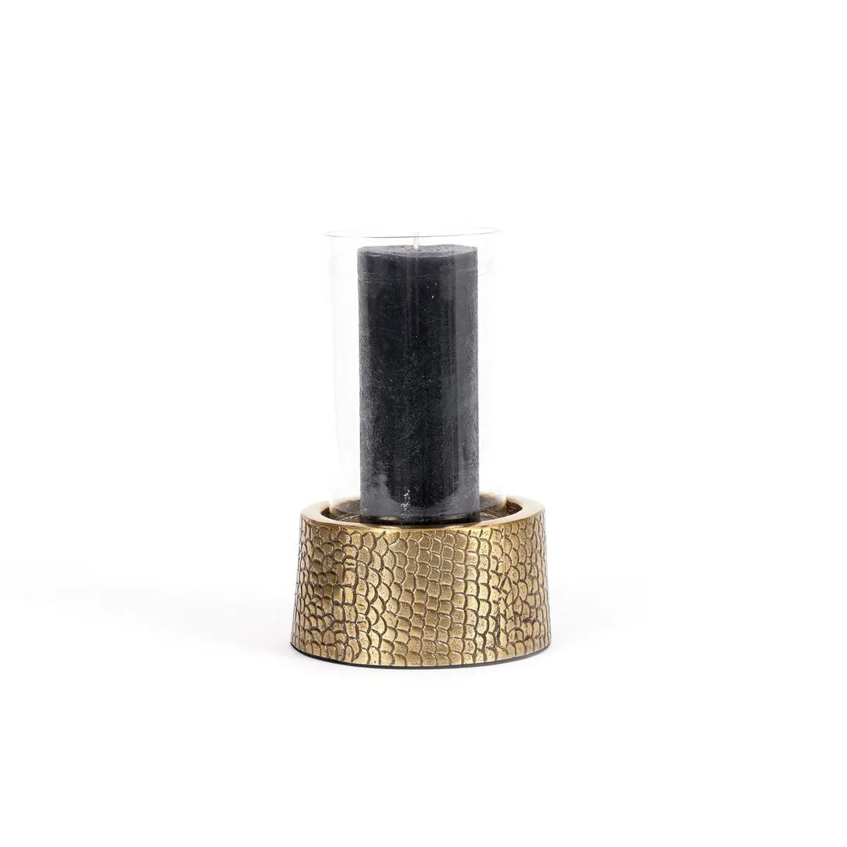 Le Bougeoir Croco avec Verre - Laiton - M Bazar Bizar Living