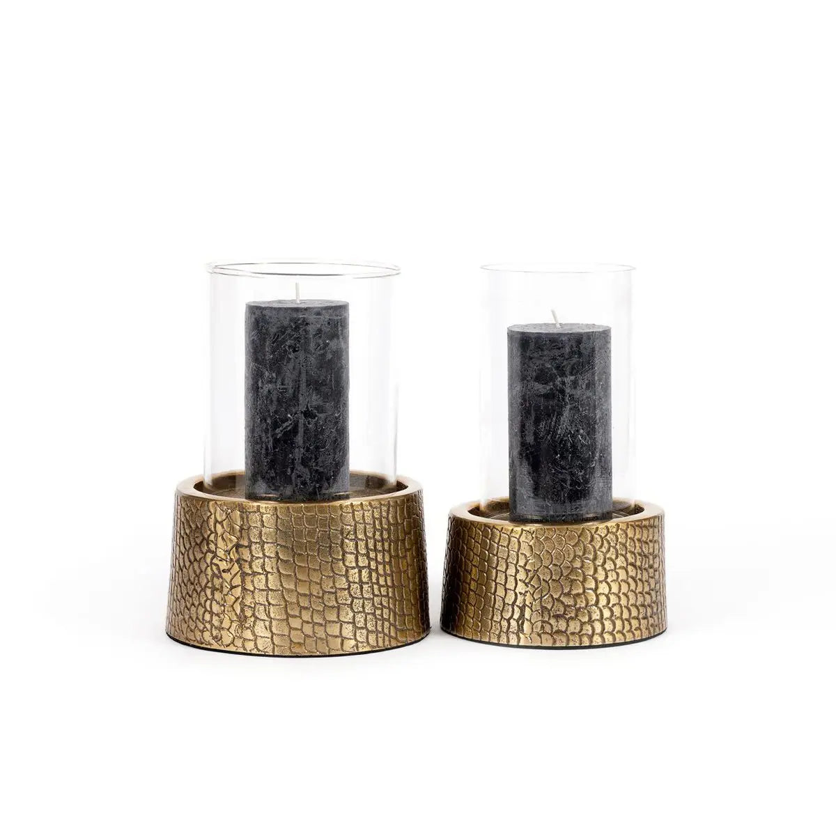 Le Bougeoir Croco avec Verre - Laiton - M Bazar Bizar Living
