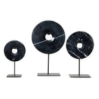 Le disque de marbre sur support - Noir - L Bazar Bizar Living