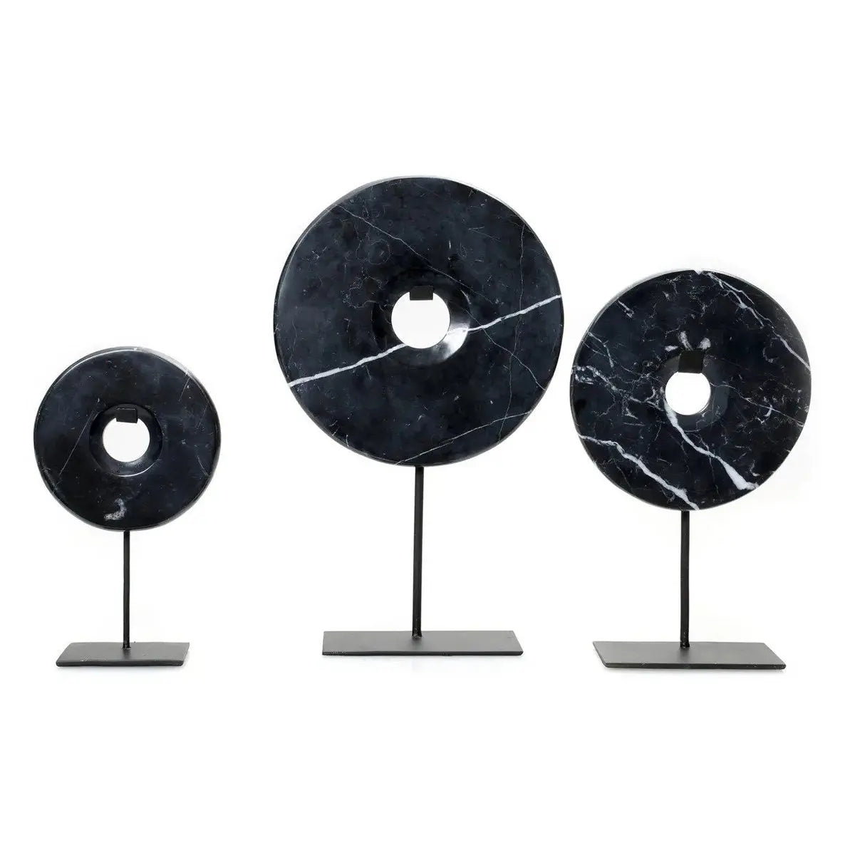 Le disque de marbre sur support - Noir - L Bazar Bizar Living