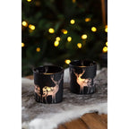 Lot de 2 bougies chauffe-plat cerf H 8 cm noir mat EDZARD-SHOP.com