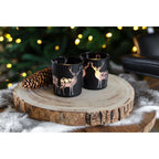 Lot de 2 bougies chauffe-plat cerf H 8 cm noir mat EDZARD-SHOP.com
