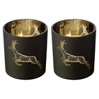 Lot de 2 bougies chauffe-plat cerf marchant noir mat H 8 cm EDZARD-SHOP.com