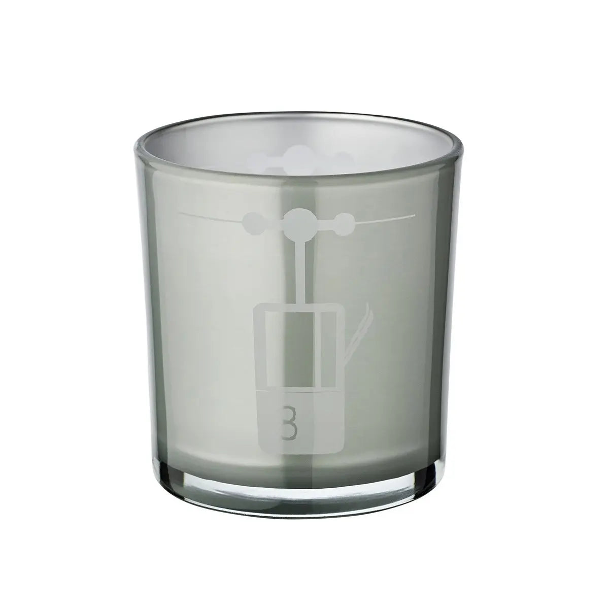 Lot de 2 bougies chauffe-plat en verre (hauteur 8 cm, ø 7,5 cm) en gris, lanterne avec motif sportif de remontées mécaniques EDZARD-SHOP.com