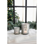 Lot de 2 bougies chauffe-plat en verre (hauteur 8 cm, ø 7,5 cm) en gris, lanterne avec motif sportif de remontées mécaniques EDZARD-SHOP.com