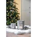 Lot de 2 bougies chauffe-plat en verre (hauteur 8 cm, ø 7,5 cm) en gris, lanterne avec motif sportif de remontées mécaniques EDZARD-SHOP.com