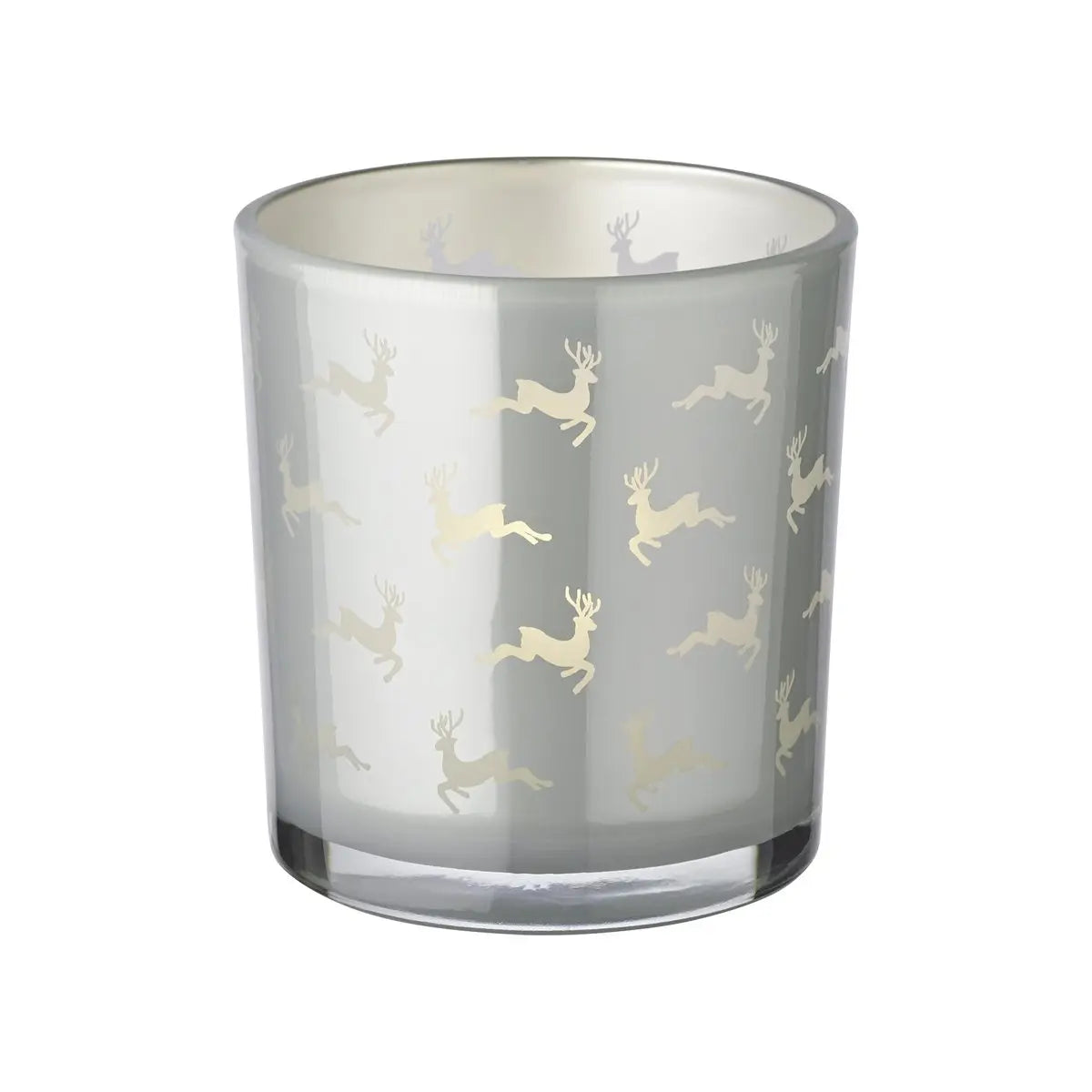 Lot de 2 verres à bougie Hiti (hauteur 8 cm, ø 7 cm), gris, lanterne avec motif rennes EDZARD-SHOP.com