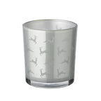 Lot de 2 verres à bougie Hiti (hauteur 8 cm, ø 7 cm), gris, lanterne avec motif rennes EDZARD-SHOP.com